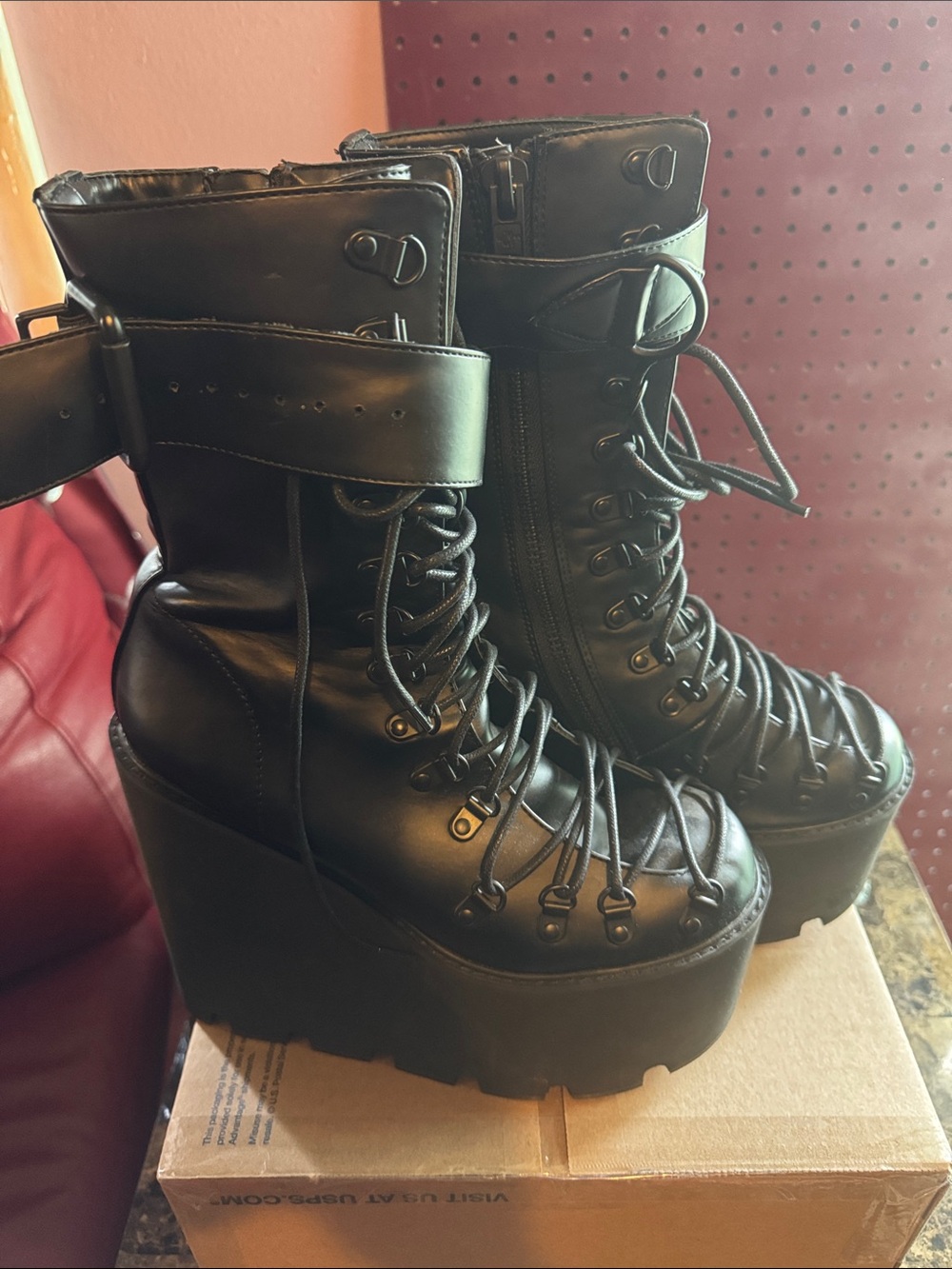 Current Mood Black Platform Lace-Up Ankle Boots